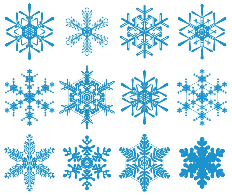 12 vector snowflakes on a white background. 12 vector snowflakes on a white background