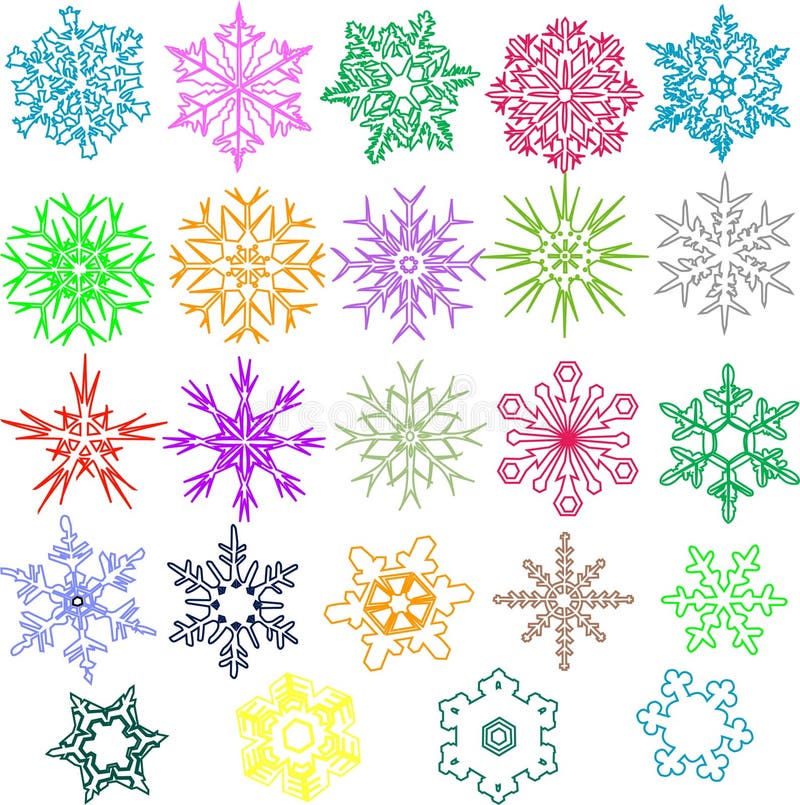 Flocos de neve coloridos ilustração royalty free Flocos de neve coloridos ilustração royalty free