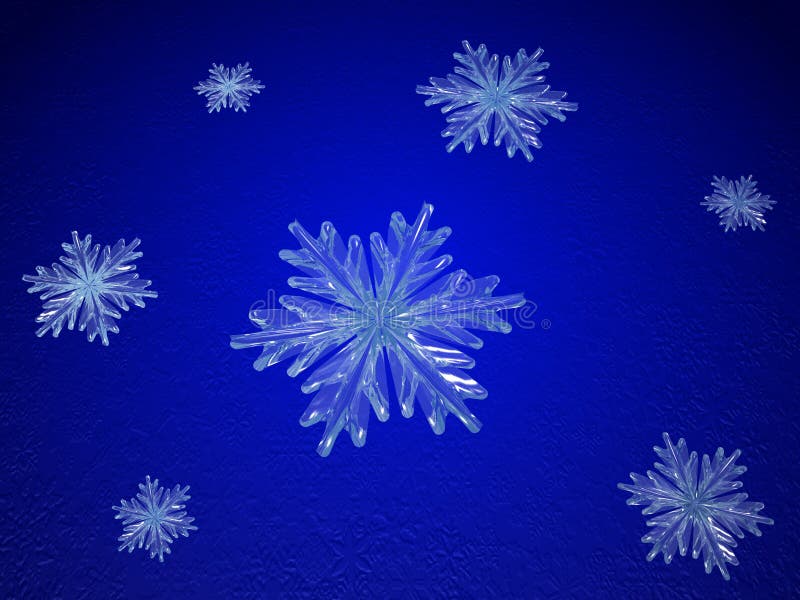 Flocos de neve de cristal no azul ilustração royalty free Flocos de neve de cristal no azul ilustração royalty free