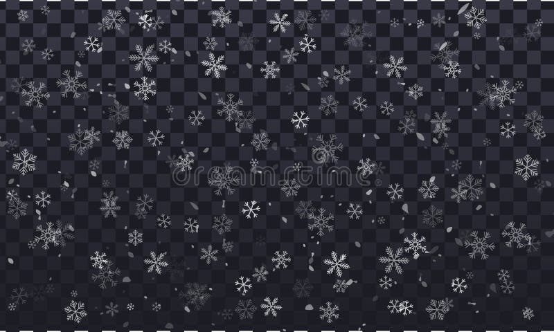 Flocos de neve do vetor no fundo transparente, transparente, com flocos da neve ilustração royalty free Flocos de neve do vetor no fundo transparente, transparente, com flocos da neve ilustração royalty free