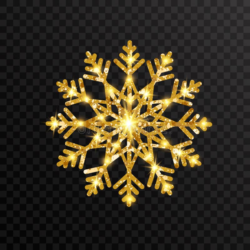 Flocos de neve dourados do brilho no fundo transparente Floco de neve de incandescência do ouro com textura do brilho Natal e ano ilustração royalty free Flocos de neve dourados do brilho no fundo transparente Floco de neve de incandescência do ouro com textura do brilho Natal e ano ilustração royalty free
