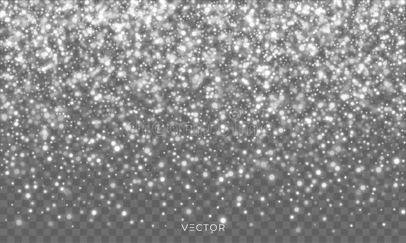 Flocos de neve de queda no fundo transparente Folha de prova da queda da neve do Natal do vetor ilustração royalty free Flocos de neve de queda no fundo transparente Folha de prova da queda da neve do Natal do vetor ilustração royalty free