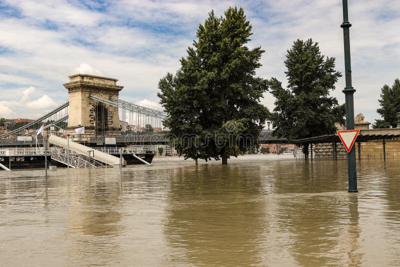 Flood in Budapest stock photo. Image of road, street 32603102