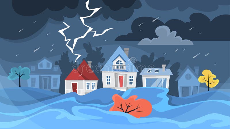 Flood Disaster Concept. Storm in the City, Natural Disaster Stock Vector - Illustration of danger, hurricane: 153890868 Flood Disaster Concept. Storm in the City, Natural Disaster Stock Vector - Illustration of danger, hurricane: 153890868