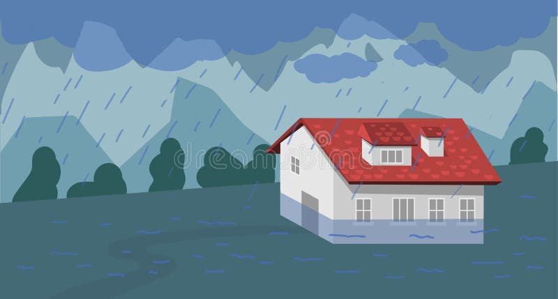 Flood - Natural Disaster in Cartoon Concept. Rain, House Floating in the  Water. Vector Illustration Stock Vector - Illustration of floodwaters,  apartment: 165254065