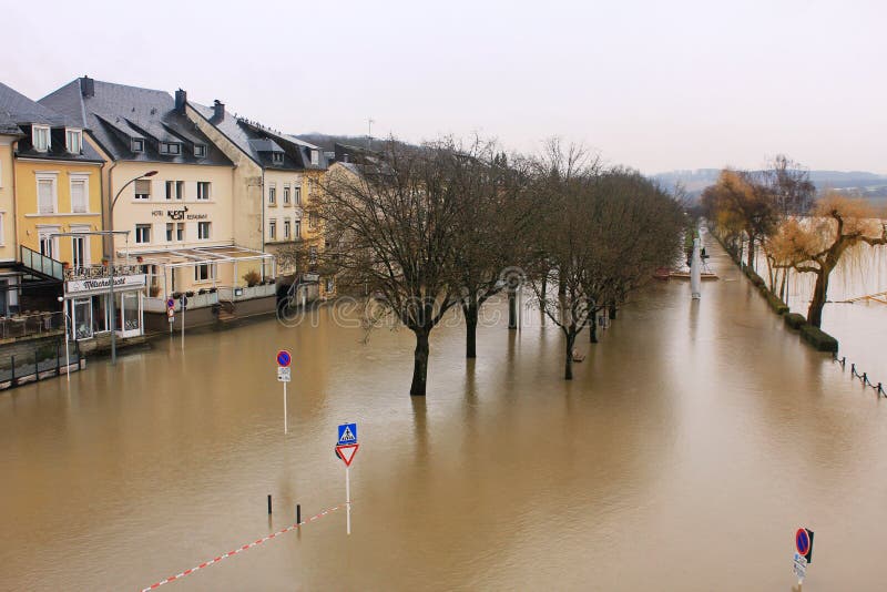 Flood In Remich, Luxembourg Editorial Stock Image - Image of building ...