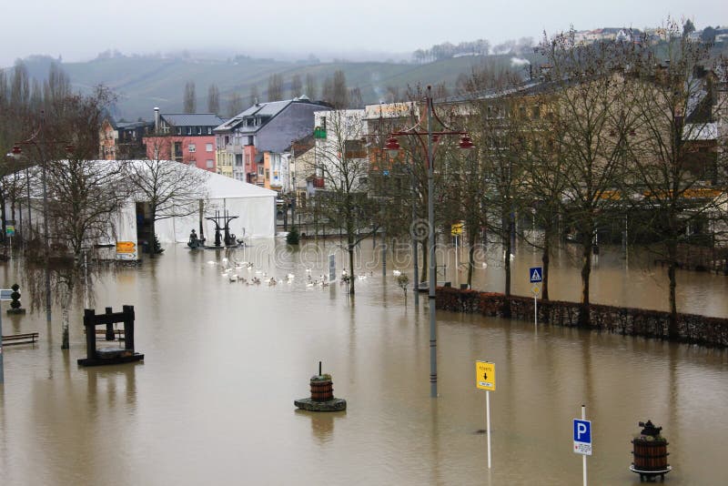 Flood in Remich, Luxembourg Editorial Stock Image - Image of insurance ...