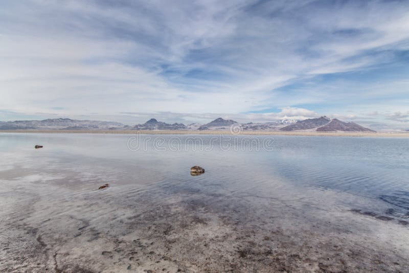 Flooded Bonneville Salt Flats in Utah, USA.