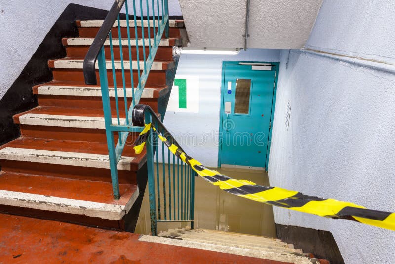 Flooded Car Garage Staircase