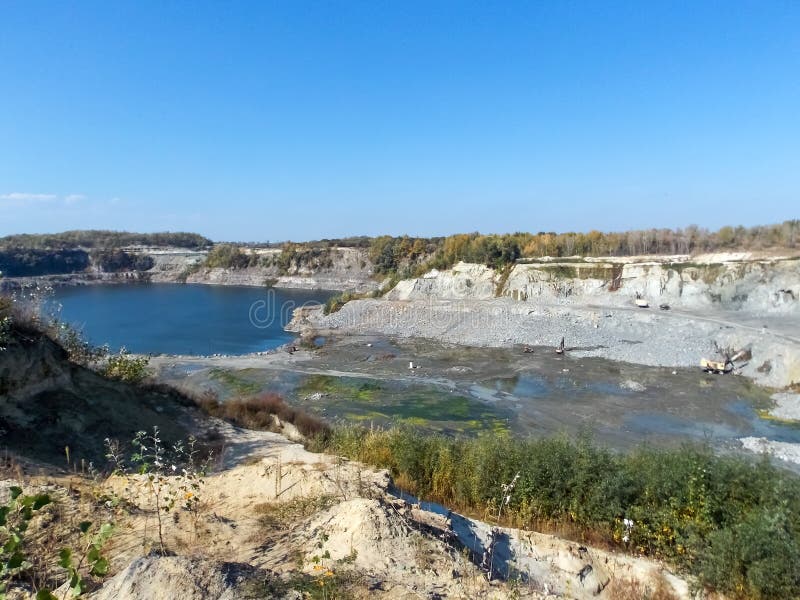 Flooded Quarry for Crushed Stone Mining in Ukraine Stock Image Image