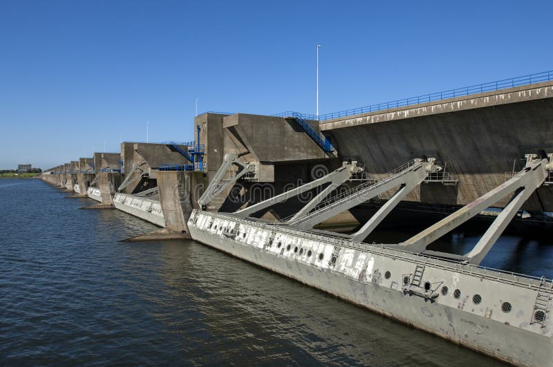 Floodgates of the dam Haringvlietdam, a Delta work