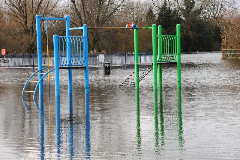 Floods engulf a childrens play area