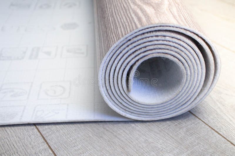 Floor covering - linoleum. The floor covering is rolled stock images