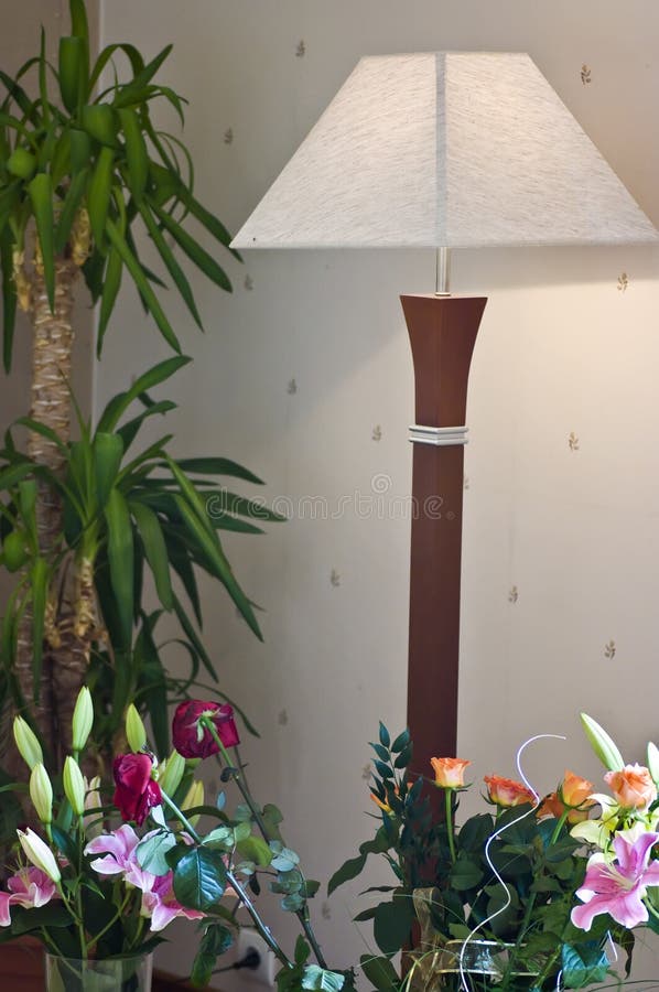 Floor lamp and flowers royalty free stock photos Floor lamp and flowers royalty free stock photos