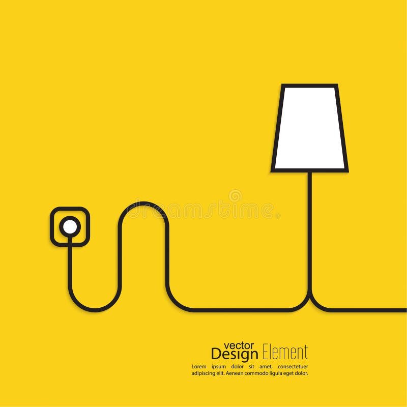 Floor Lamp Wire Connected Power Outlet Stock Vector Illustration