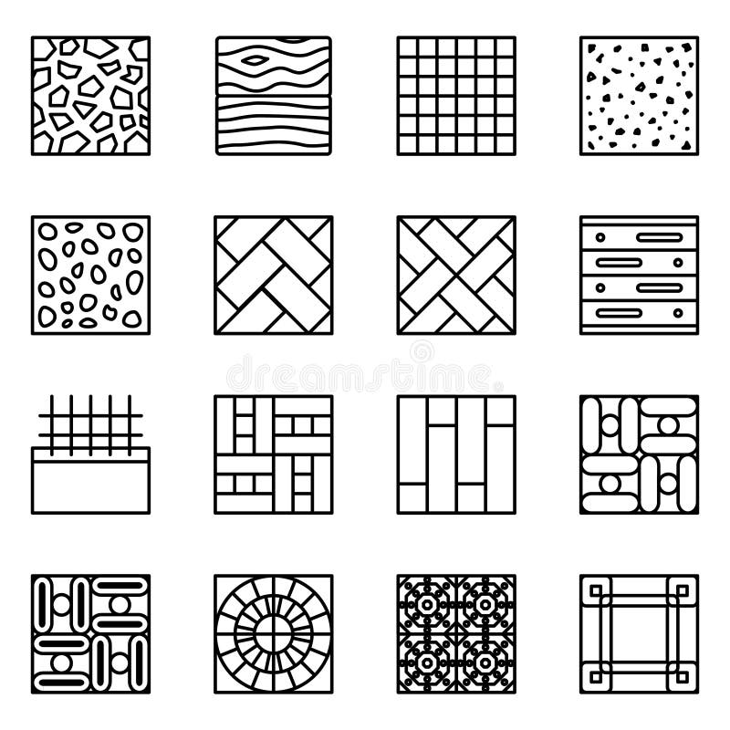 Floor material line vector icons
