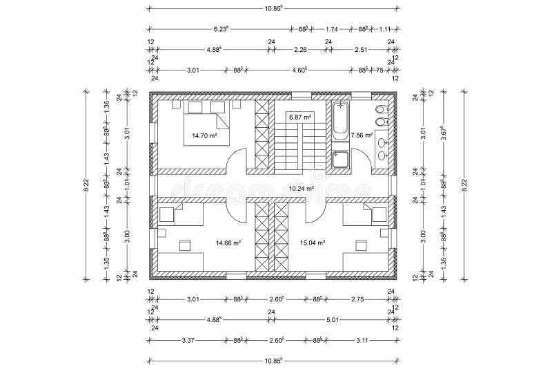 Floor plan of house as architectural drawing stock illustration
