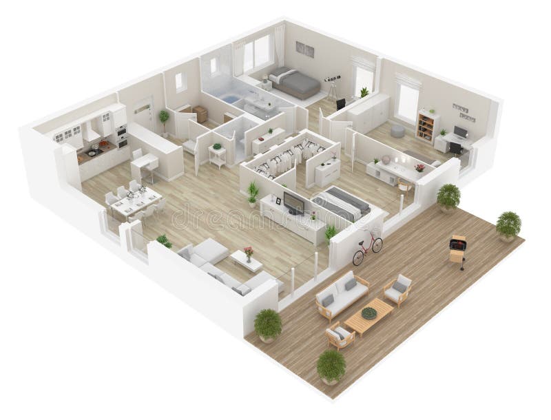 Floor plan of a house top view. Open concept living appartment layout royalty free illustration