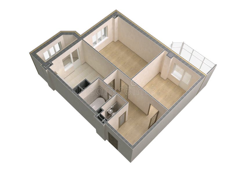 Floor plan top view. Apartment interior isolated on white background. 3D render vector illustration