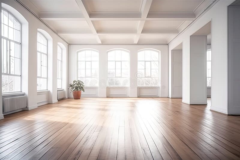 Floor Wooden Room Empty White Interior Clean Bright Room Empty Stock
