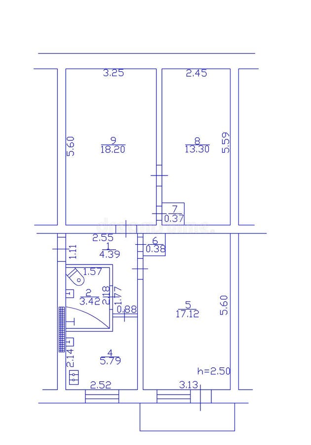 Floorplan. Set Of Groundfloor Blueprints. Floor Plan