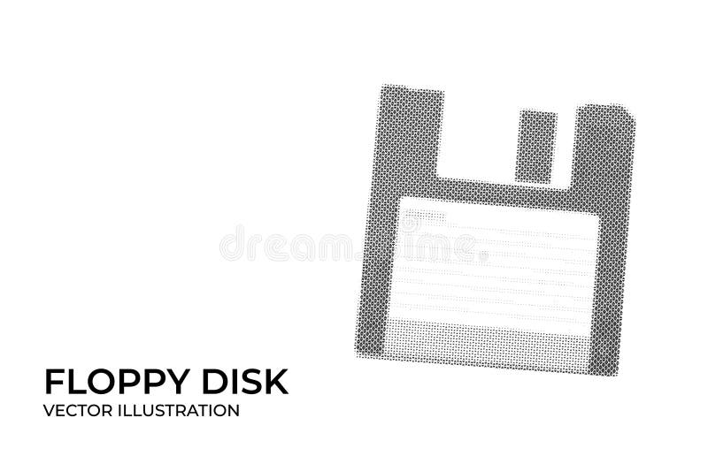 Floppy disk data storage icon triangular halftone vector sticker elements for collage on a white background retro diskette royalty free illustration