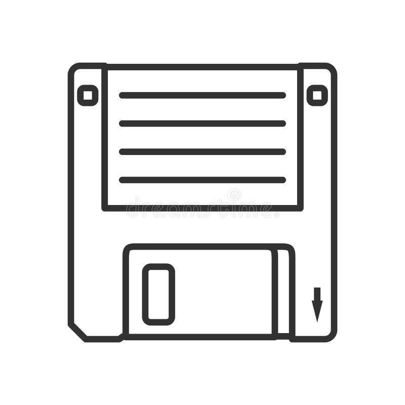 Floppy Disk Outline Flat Icon on White stock illustration