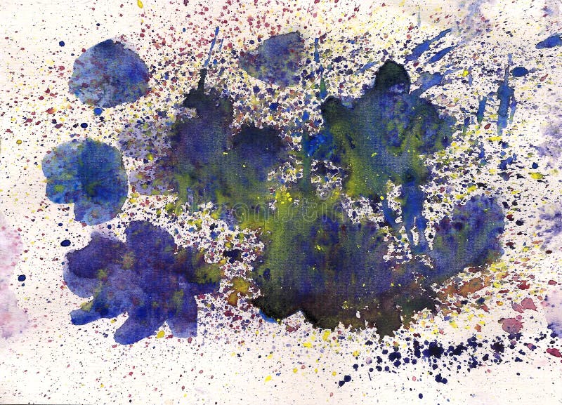 Flor azul em aguarela com efeitos de salpicos foto de stock royalty free