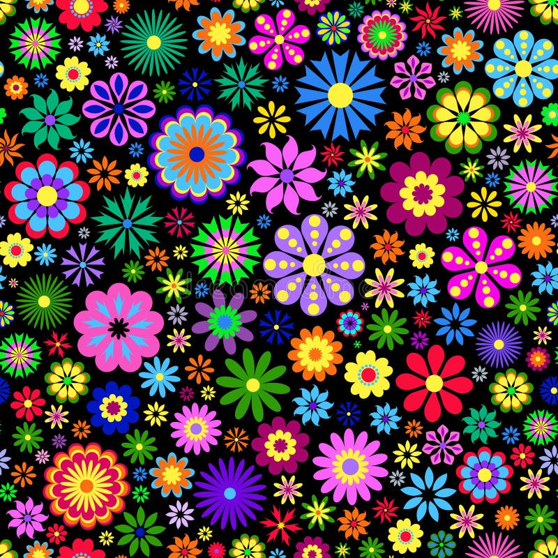 Flor Colorida En Fondo Negro Ilustración del Vector - Ilustración de cubo,  belleza: 22865370