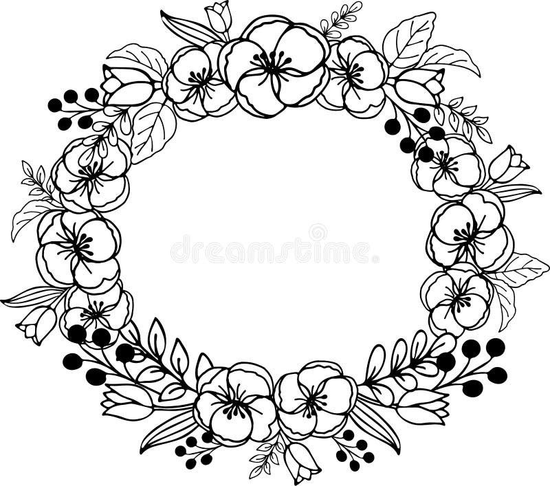 coroa de flores desenho de primavera para colorir para adultos 17197896  Vetor no Vecteezy