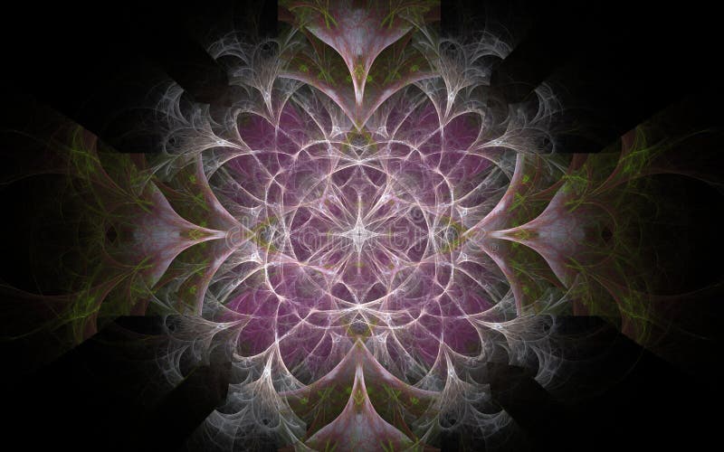Flor de hadas abstracta de la lila y del beige en el fondo negro para el uso en diseño web y gráficos stock de ilustración Flor de hadas abstracta de la lila y del beige en el fondo negro para el uso en diseño web y gráficos stock de ilustración