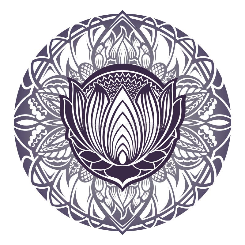 Flor de loto de Mehndi con el marco floral ilustración del vector Flor de loto de Mehndi con el marco floral ilustración del vector