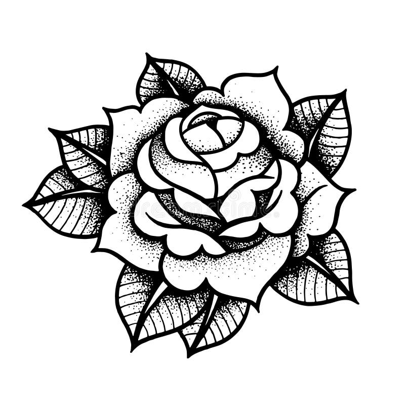 Flor de Rose del tatuaje Vector aislado arte del ejemplo del vector stock de ilustración Flor de Rose del tatuaje Vector aislado arte del ejemplo del vector stock de ilustración