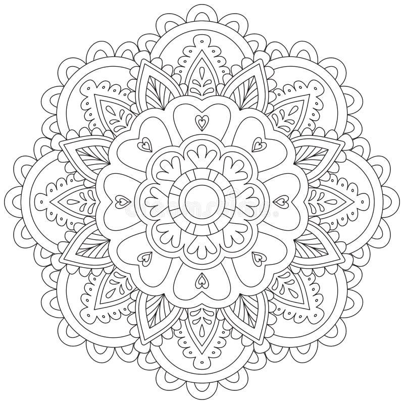 Desenho Gráfico Floral De Mandala Para Colorir Meditação De Página  Ilustração do Vetor - Ilustração de arte, asteca: 217064444