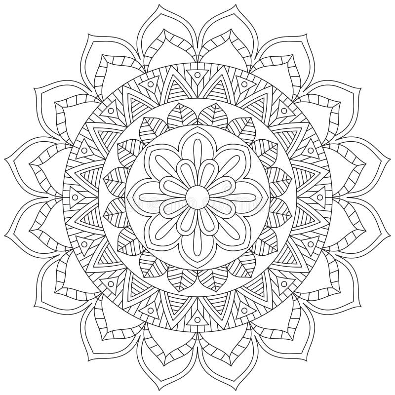 Desenho Gráfico Floral De Mandala Para Colorir Meditação De Página  Ilustração do Vetor - Ilustração de arte, asteca: 217064444