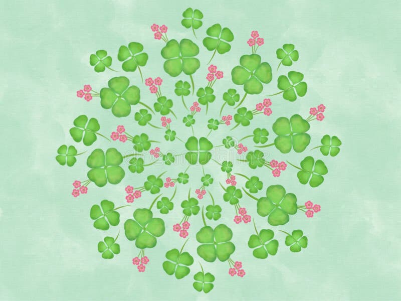 Flor Mandala Canvas Painting Illustration floral de las hojas del trébol de la acuarela ilustración del vector Flor Mandala Canvas Painting Illustration floral de las hojas del trébol de la acuarela ilustración del vector