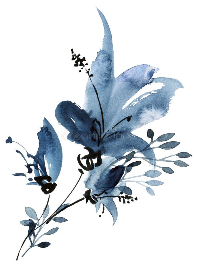 Flor pintada de color azul foto de archivo libre de regalías