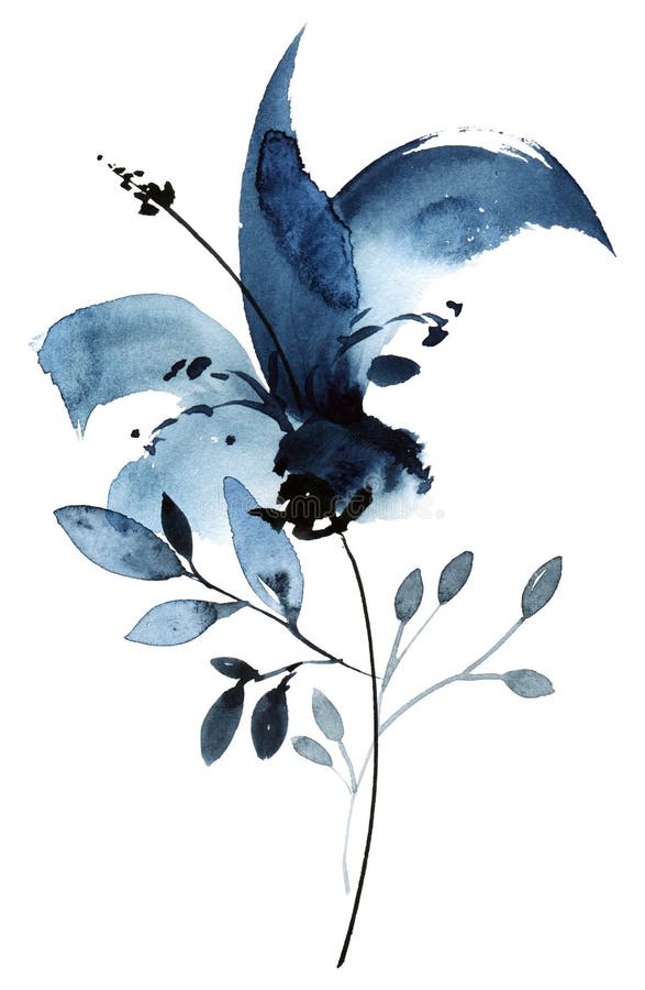Flor pintada de color azul fotografía de archivo libre de regalías