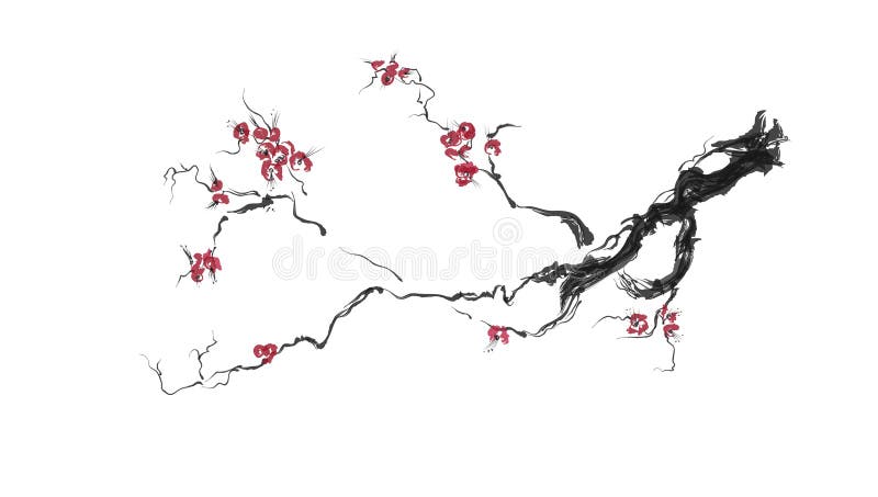Flor realística de sakura - árvore de cereja japonesa isolada no fundo branco ilustração do vetor Flor realística de sakura - árvore de cereja japonesa isolada no fundo branco ilustração do vetor