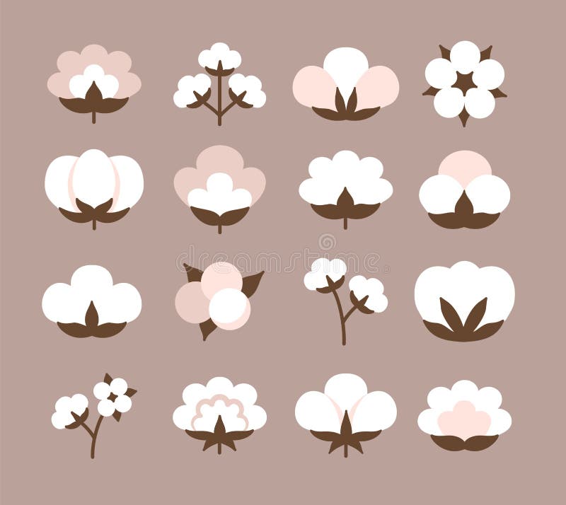 Flor y bola del algodón Símbolo y logotipo en colores pastel beige de la materia textil orgánica del eco natural, tela Sistema pl libre illustration Flor y bola del algodón Símbolo y logotipo en colores pastel beige de la materia textil orgánica del eco natural, tela Sistema pl libre illustration