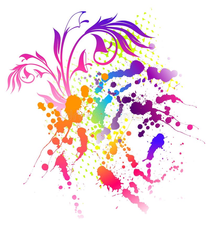 Floral abstract banner with blots royalty free illustration