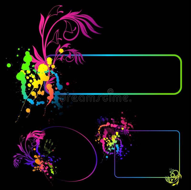 Floral abstract banner with blots