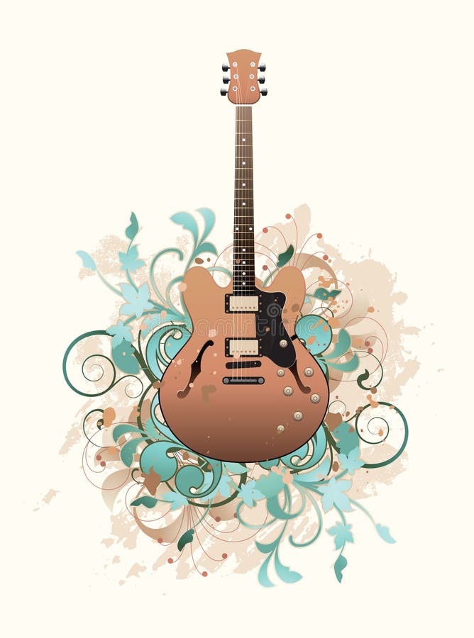 Floral abstract with guitar