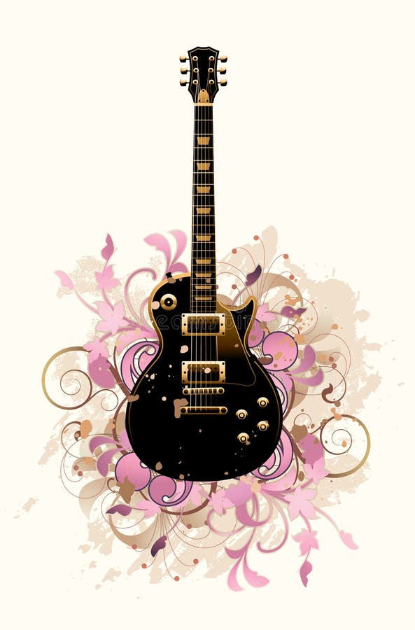 Floral abstract with guitar