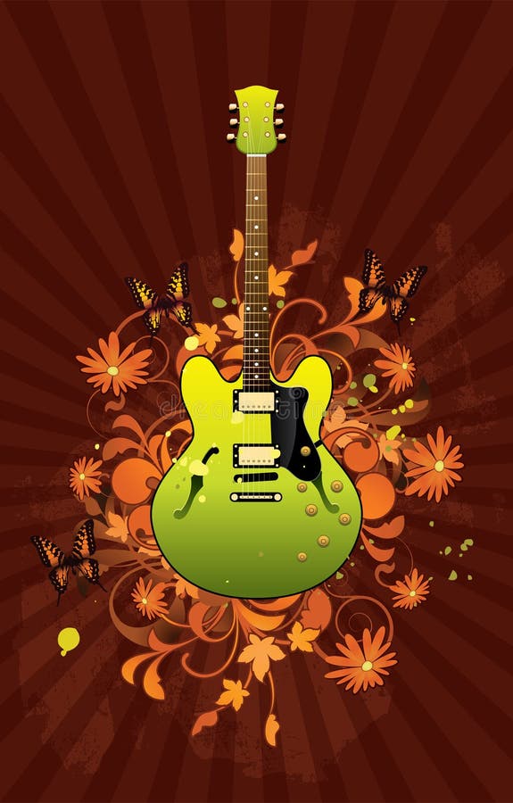 Floral abstract with guitar