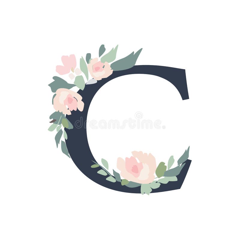Floral Alphabet - Letter C with Flowers Bouquet Composition Stock ...