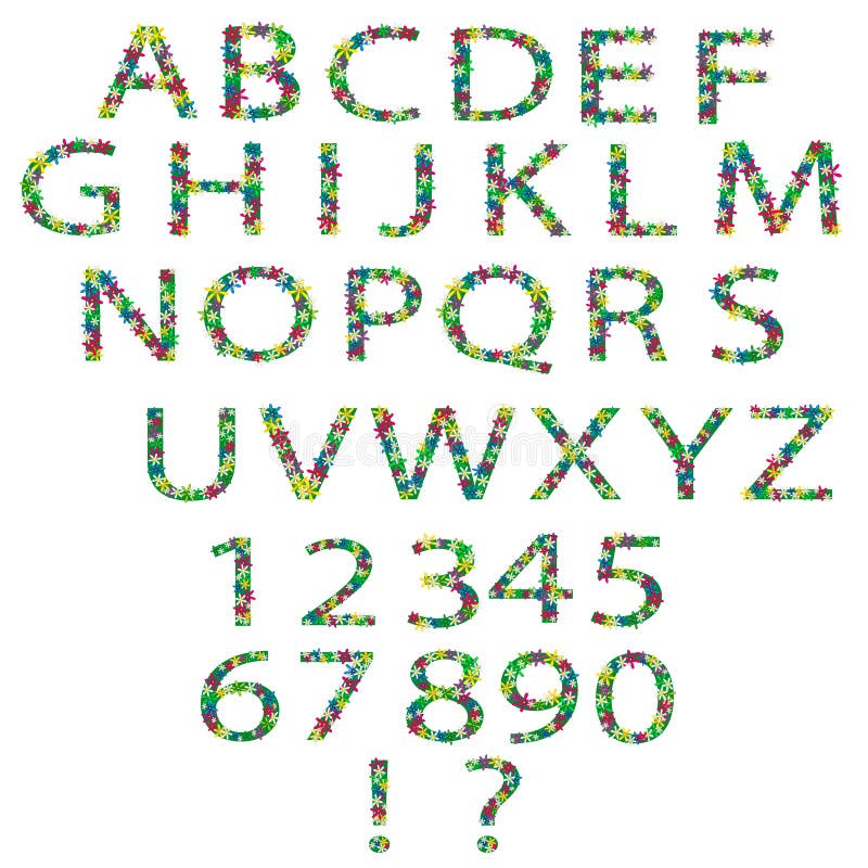 Floral alphabet and numbers stock illustration