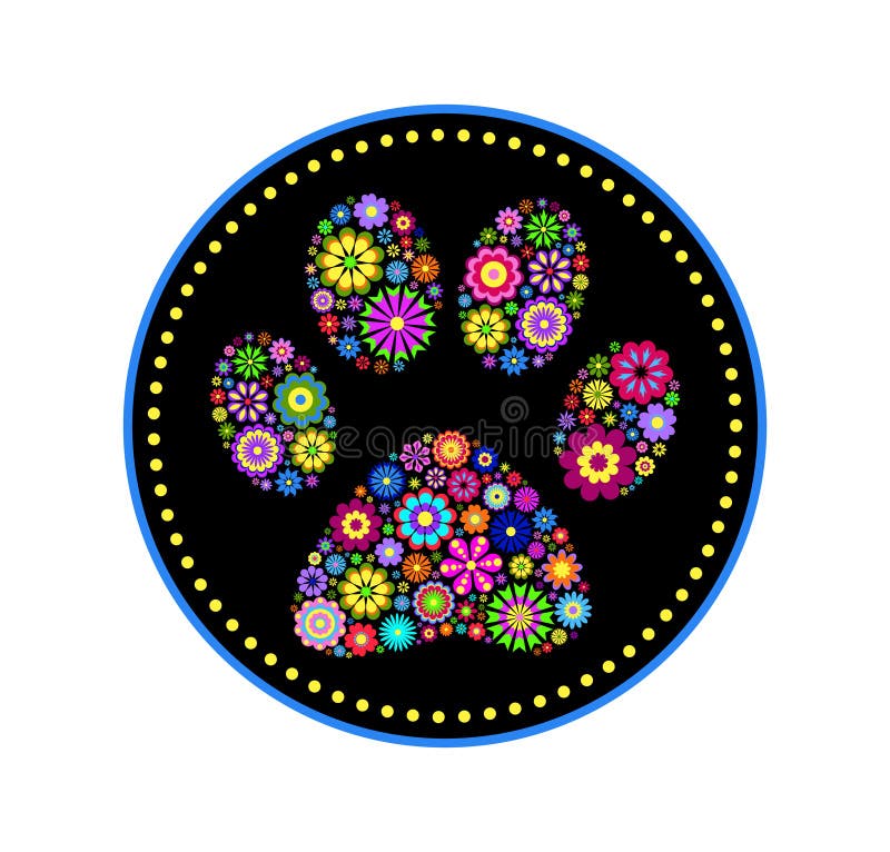 Floral animal paw print stock illustration
