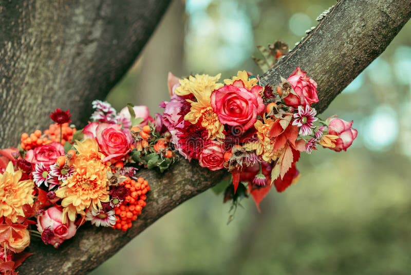 Floral arrangement on the tree