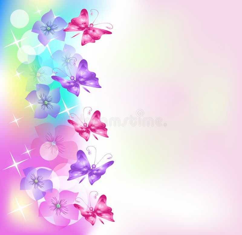 Floral Background with Butterfly Stock Vector Illustration of foliage